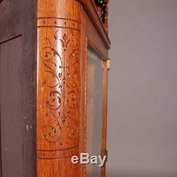 Antique R. J. Horner School Deeply Carved Stick & Ball Oak Corner China Cabinet