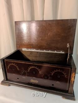 Antique Radio Wood Box Cabinet Bakelite Tingley Storage Box Hinge Lid 20x9.5x11