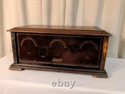Antique Radio Wood Box Cabinet Bakelite Tingley Storage Box Hinge Lid 20x9.5x11