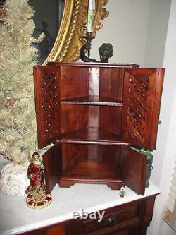 Antique Rare Early American Miniature Mahogany Salesman Sample Corner Cabinet
