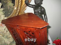 Antique Rare Early American Miniature Mahogany Salesman Sample Corner Cabinet