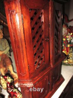 Antique Rare Early American Miniature Mahogany Salesman Sample Corner Cabinet
