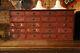 Antique Red 20 Drawer Apothecary Cabinet Wood Box Vintage Tool Box Hardware Old