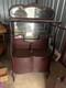 Antique Red Wood Display Cabinet With Mirror
