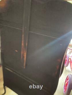 Antique Red Wood Display Cabinet With Mirror