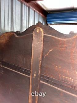 Antique Red Wood Display Cabinet With Mirror