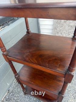 Antique Regency mahogany what knot shelf cabinet etagere 1830 original