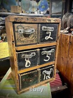 Antique Remington Wood Drawer Parts Bin Apothecary Cabinet 6 Drawer