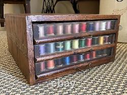 Antique Richardson Silk Co. 3-Drawer Store Display Cabinet Full Wood Spools