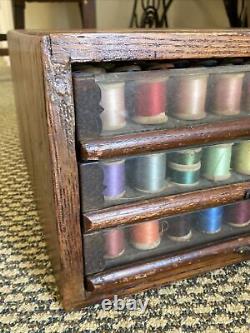 Antique Richardson Silk Co. 3-Drawer Store Display Cabinet Full Wood Spools