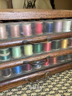 Antique Richardson Silk Co. 3-Drawer Store Display Cabinet Full Wood Spools