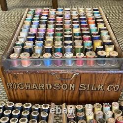 Antique Richardson Silk Co. 3-Drawer Store Display Cabinet Full Wood Spools