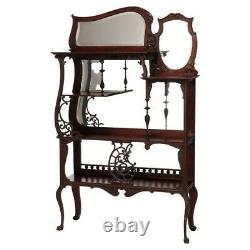 Antique Rococo Carved Mahogany Mirrored Etagere, C1900
