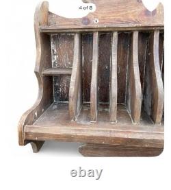 Antique Rustic Colonial Plate/ Cup Rack 8 Slots 4 Cup Cubby 5 Peg Kitchen Decor