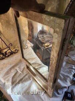 Antique Rustic Farm Wood Medicine Cabinet W Mirror 3 glass shelves Salvage Peice