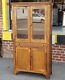 Antique Rustic Oak Glass Door Kitchen Hallway Cabinet Cupboard C1900