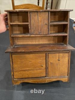 Antique Salesman Sample Hoosier Kitchen Cabinet Cupboard Hutch Oakwood Dollhouse