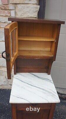 Antique Salesman Sample Youth Country Wood HOOSIER Cabinet Beveled Glass MARBLE