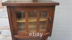 Antique Salesman Sample Youth Country Wood HOOSIER Cabinet Beveled Glass MARBLE