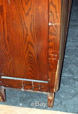 Antique Schoolhouse Oak Cabinet, Built-In, Architectural Salvage, Bead Board