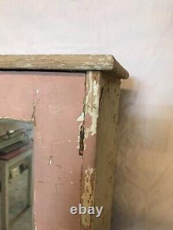 Antique Shabby Pink Wood Wall Medicine Cabinet Vintage Mirror Chic Old 1132-24B