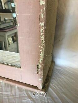 Antique Shabby Pink Wood Wall Medicine Cabinet Vintage Mirror Chic Old 1132-24B