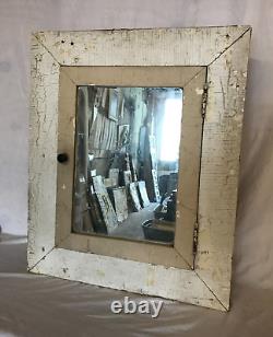 Antique Shabby White Mirror Medicine Cabinet Glass Knob VTG Chic Old 1291-24B