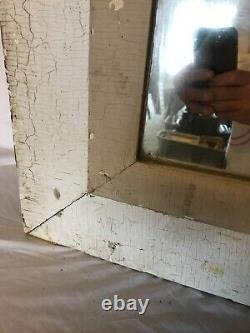 Antique Shabby White Mirror Medicine Cabinet Glass Knob VTG Chic Old 1291-24B