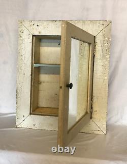 Antique Shabby White Mirror Medicine Cabinet Glass Knob VTG Chic Old 1291-24B