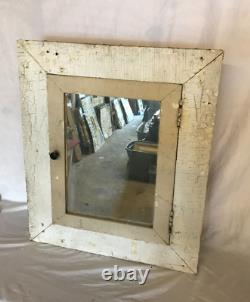 Antique Shabby White Mirror Medicine Cabinet Glass Knob VTG Chic Old 1291-24B