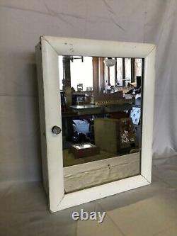 Antique Shabby Wood Mirror Medicine Wall Cabinet Glass Knob VTG Old Chic 611-23B