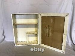 Antique Shabby Wood Mirror Medicine Wall Cabinet Glass Knob VTG Old Chic 611-23B