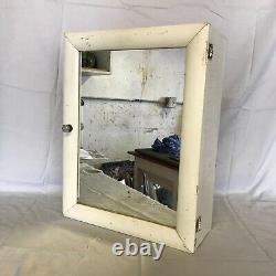 Antique Shabby Wood Mirror Medicine Wall Cabinet Glass Knob VTG Old Chic 611-23B