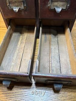 Antique Shaw Walker Four Drawer Dovetailed Cabinet Library Index Card