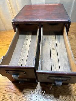 Antique Shaw Walker Four Drawer Dovetailed Cabinet Library Index Card