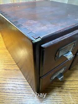 Antique Shaw Walker Four Drawer Dovetailed Cabinet Library Index Card