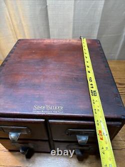 Antique Shaw Walker Four Drawer Dovetailed Cabinet Library Index Card