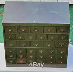 Antique Shaw Walker Metal Modular Card Catalog Filing Cabinet Industrial Army