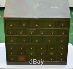 Antique Shaw Walker Metal Modular Card Catalog Filing Cabinet Industrial Army