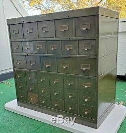 Antique Shaw Walker Metal Modular Card Catalog Filing Cabinet Industrial Army