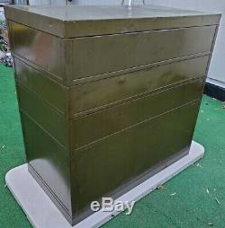 Antique Shaw Walker Metal Modular Card Catalog Filing Cabinet Industrial Army