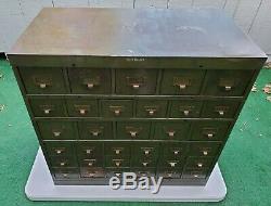 Antique Shaw Walker Metal Modular Card Catalog Filing Cabinet Industrial Army