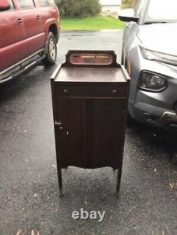 Antique Sheet Music Record Album Storage Cabinet with Beveled Mirror victrola
