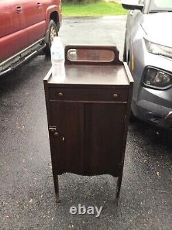 Antique Sheet Music Record Album Storage Cabinet with Beveled Mirror victrola