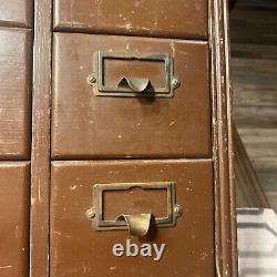 Antique Six 6 Drawer Draw Library Card Catalog File Cabinet Dovetailed