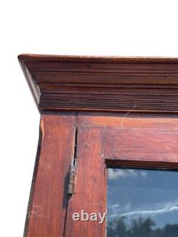Antique Softwood Pa country sheraton step back dutch cupboard cabinet 1820 2pc