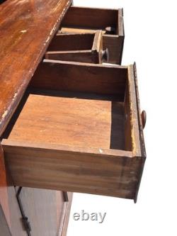 Antique Softwood Pa country sheraton step back dutch cupboard cabinet 1820 2pc