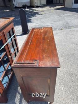 Antique Softwood Pa country sheraton step back dutch cupboard cabinet 1820 2pc