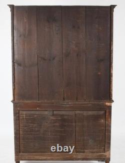 Antique Softwood Pa country sheraton step back dutch cupboard cabinet 1820 2pc