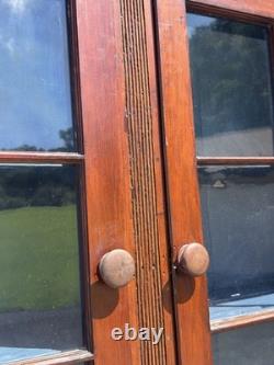 Antique Softwood Pa country sheraton step back dutch cupboard cabinet 1820 2pc